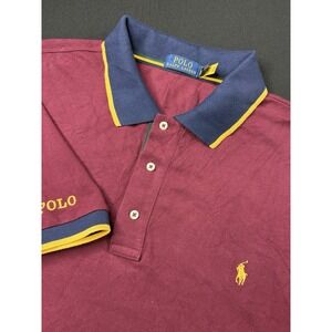 Polo Ralph Lauren Short Sleeve 2XB Red Shirt Logo Pool‎ On Sleeve Cotton